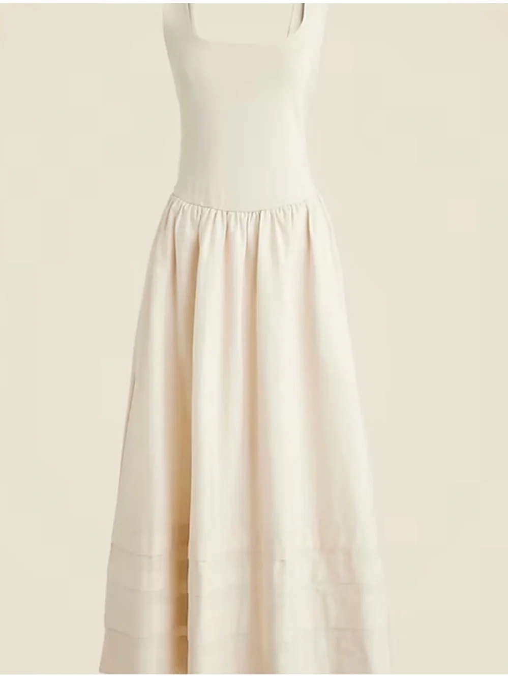 NEW J. Crew Drop Waist Mixy Cotton Poplin Skirt Cream Minimalist Maxi Dress,  XS